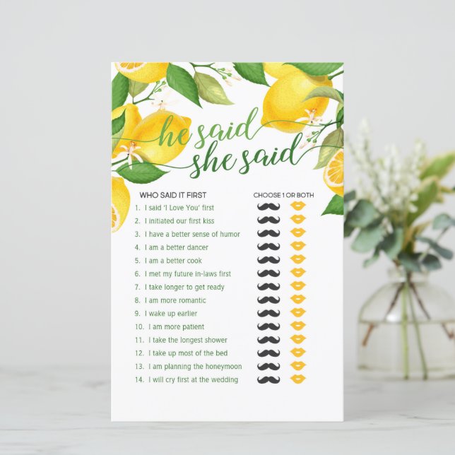 Ele Disse Que Ela Disse Jogo - Lemon (Em pé/Frente)