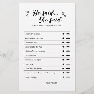 Ele disse que ela disse jogo para casamento ou Chá