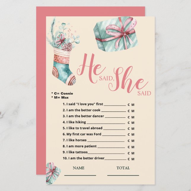 Ele disse que ela disse o jogo de noivado (Frente/Verso)