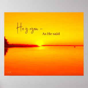 Ele é Risen Amber Sunset sobre Poster de Água
