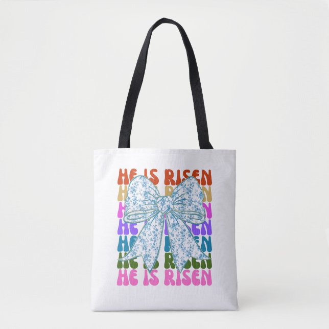 Ele é Risen, Arco Croquette Blue Floral Tote Bag (Frente)
