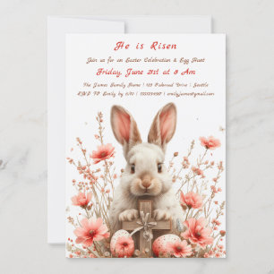 "Ele é risen" Convite para Caça de Ovos de Páscoa