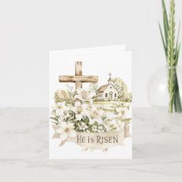 Ele é Risen | Cruz com Cartão de Páscoa da Igreja