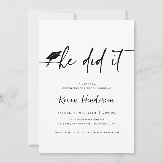 Ele Fez Um Convite De Graduação (Frente)