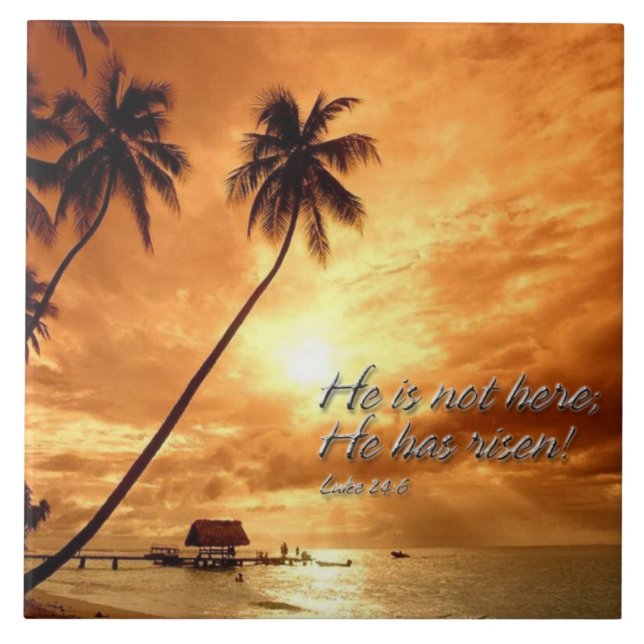 Ele não está aqui; ele levantou-se! Luke 24:6 Azul (Frente)