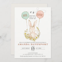 Ele ou Ela Coelhinha Balões revelam Convite