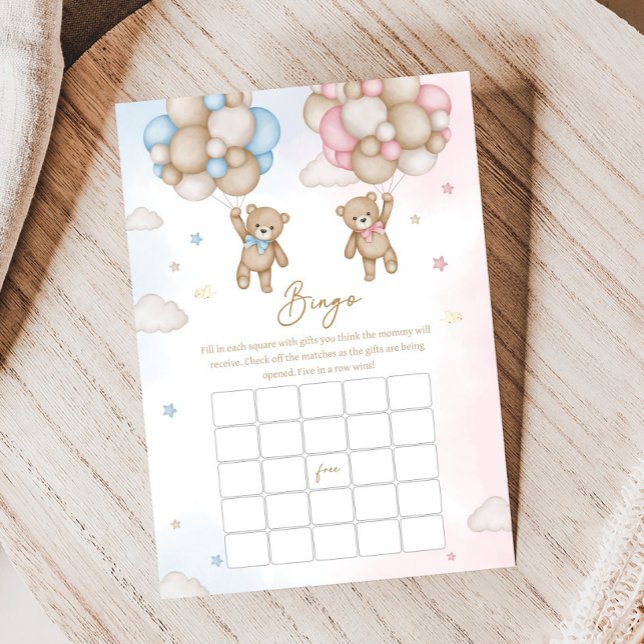 Ele ou Ela Urso Revelação de Gênero Jogo de Bingo (Bear Balloon He or She Gender Reveal Game )