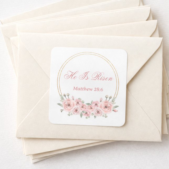 Ele Ressuscitou Adesivos de Páscoa Florais Rosa Do (Criador carregado)