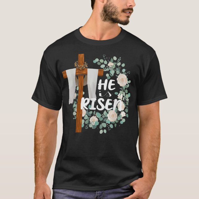 Ele Ressuscitou Camiseta Cristã da Páscoa de Jesus (Frente)