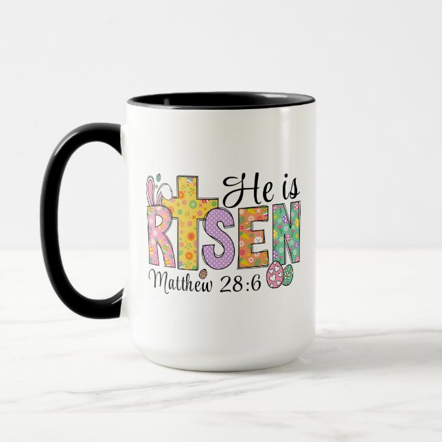 Ele Ressuscitou Caneca de Café Cristã de Páscoa (Esquerda)