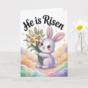 Ele Ressuscitou Cartão de Páscoa Kawaii Fofo Crist