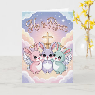 Ele Ressuscitou Cartão de Páscoa Kawaii Religioso