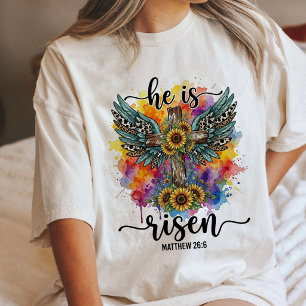 Ele Ressuscitou Cruz Com Girassóis Aquarela