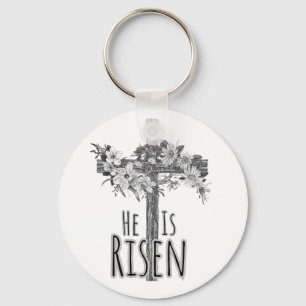 Ele Ressuscitou Floral Cruz Porta-Chaves