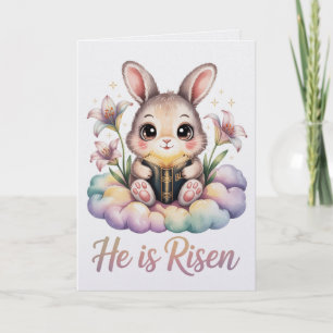 Ele Ressuscitou Kawaii Bunny Cartão de Páscoa Cute