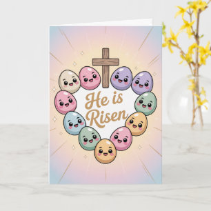 Ele Ressuscitou Ovo Kawaii Coração Estilo Cartão d