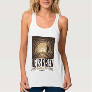 Ele Ressuscitou Tumba de Páscoa Cruz Camisa Cristã