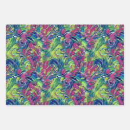 Electric Garden Neon Impressionism Vibrant Abstrac