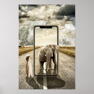 Elefant Moon Fantasy Girl Poster