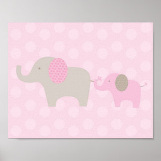 Elefant Parade Pink Taupe Nursery Impressão