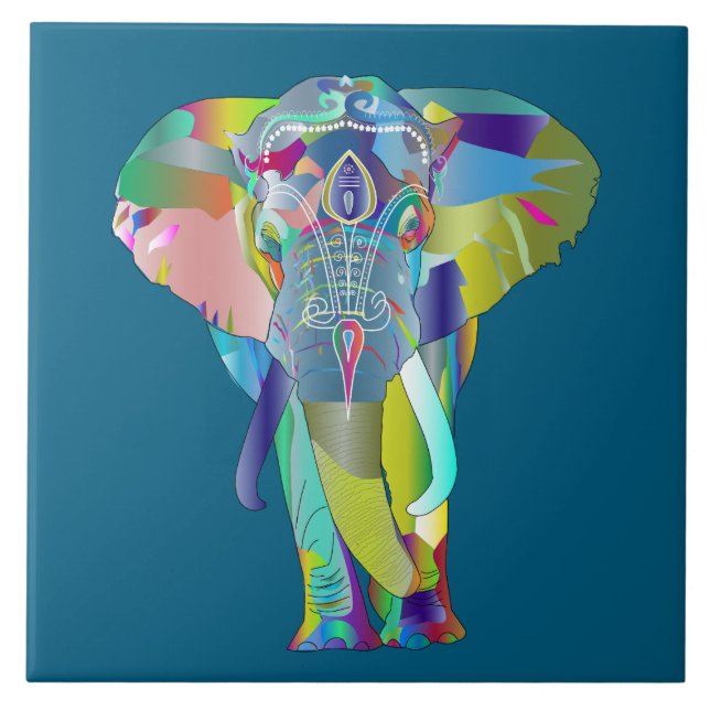 Elefante abstrato colorido (Frente)
