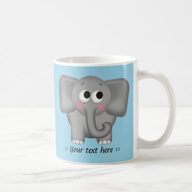 Elefante adorável - caneca personalizada azul (Direita)