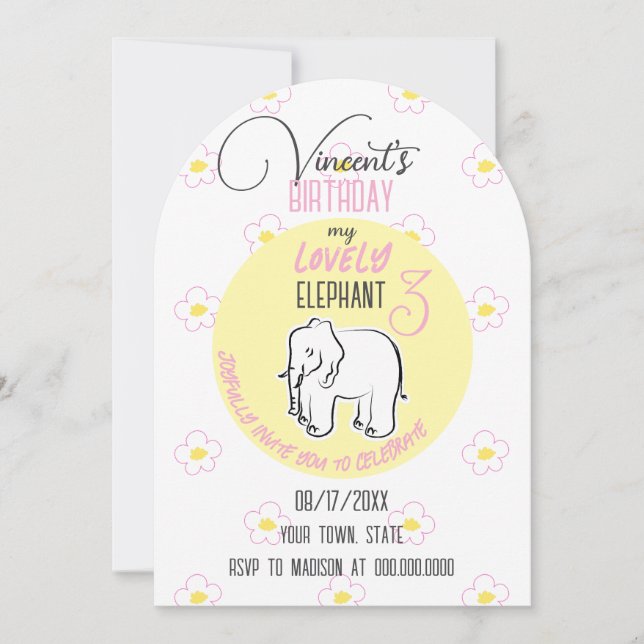 Elefante adorável. Convite (Frente)