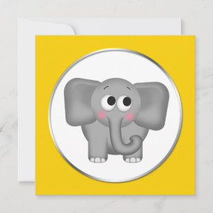 Elefante adorável - convites amarelos do chá de