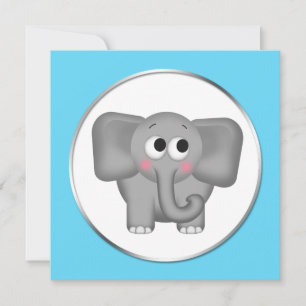 Elefante Adorável - Convites Para Bebê Aqua