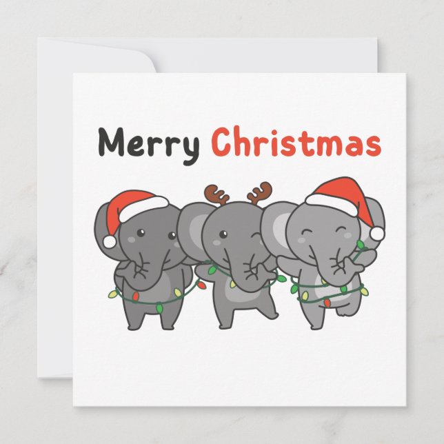 Elefante Animais de Natal Convite à Feliz de Elefa (Frente)