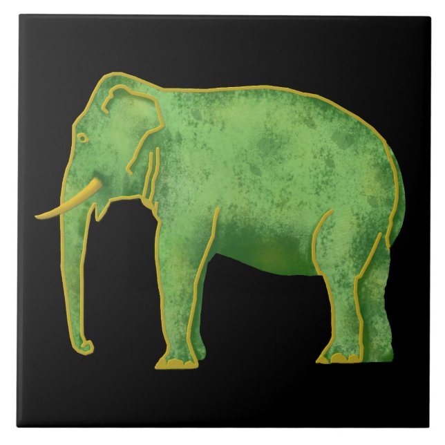 Elefante antigo do ouro e do jade (Frente)