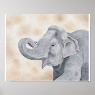 Elefante asiático impressão de 11"x14"
