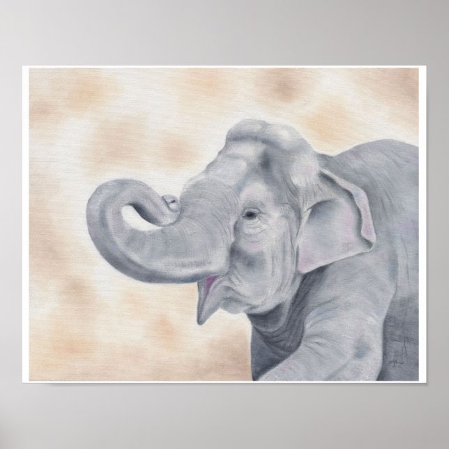 Elefante asiático impressão de 11"x14" (Frente)