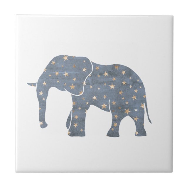 Elefante Azul com Estrelas Douradas (Frente)