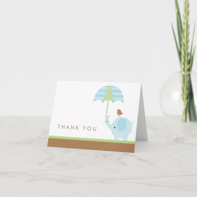 Elefante Azul Obrigado Cartões (Frente)