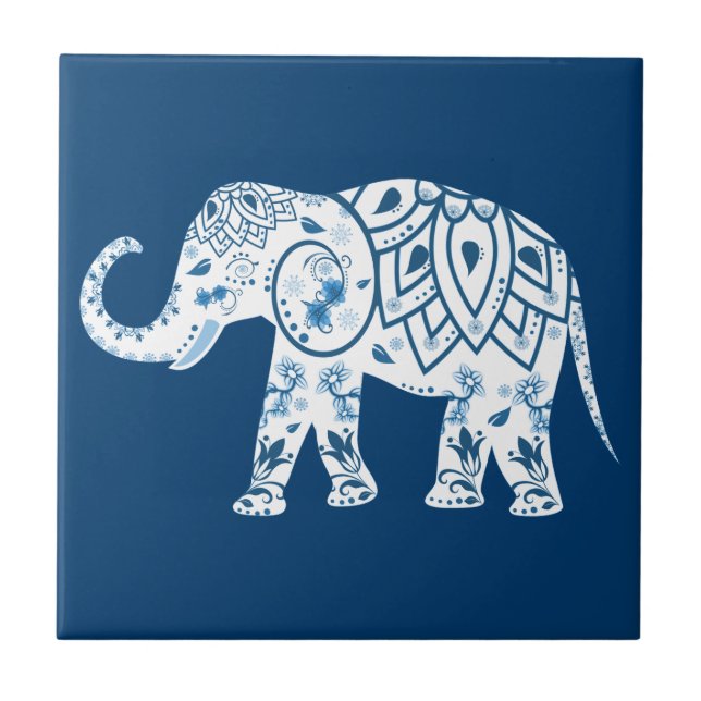 Elefante Azul Padrão do ornamentado (Frente)