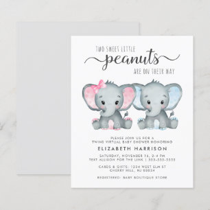 Elefante Baby Boy Girl Gira Chá Virtual Convidado