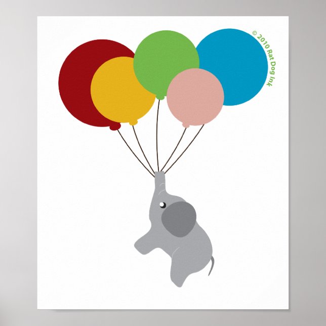 Elefante Bebê com Poster de Balões (Frente)