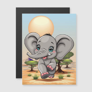 Elefante Bebê Pulando Feliz em Savana Africana