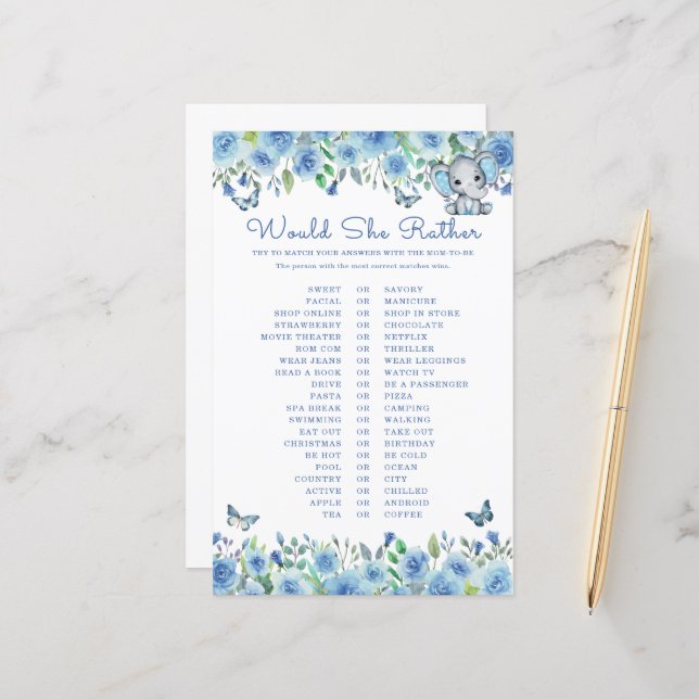 Elefante Blue Ela Preferencialmente Jogo De Chá de (Frente/Verso In Situ)