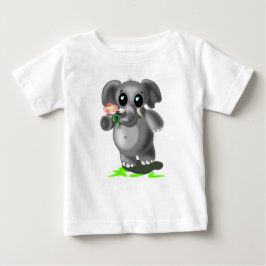 Elefante Bonito com Camiseta de Bebê Flor