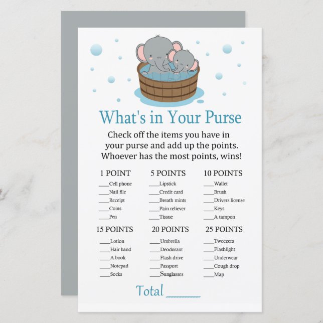 Elefante Bonito O que há no seu jogo de bolsa (Frente/Verso)