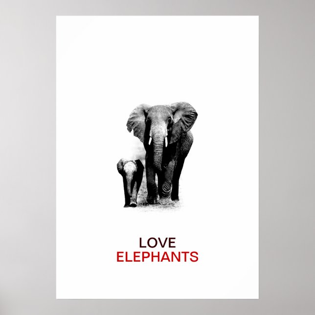 Elefante BW e Poster de Elefante para Bebês (Frente)