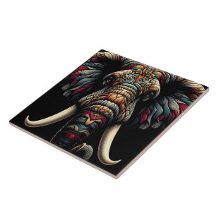 Elefante colorida com padrões detalhados