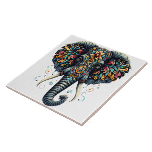 Elefante colorido adornado com padrões intrincados