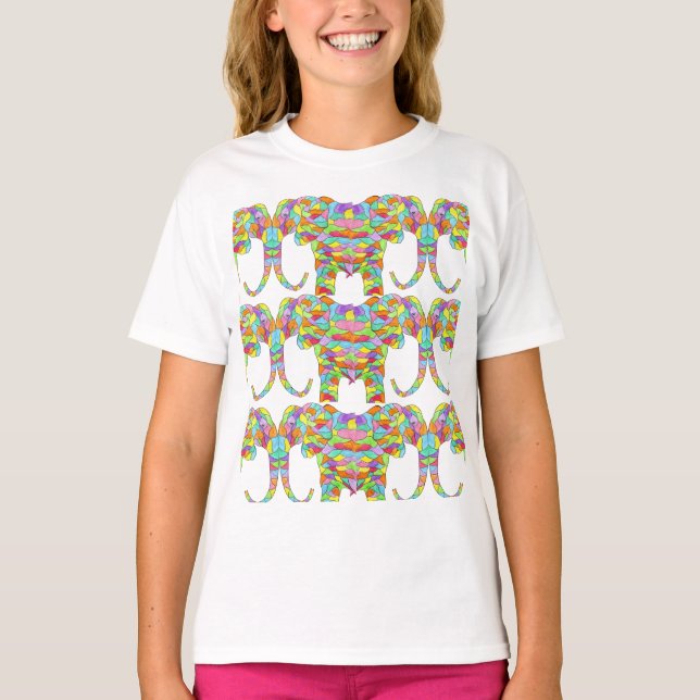 Elefante Colorido de Camisa T (Frente)