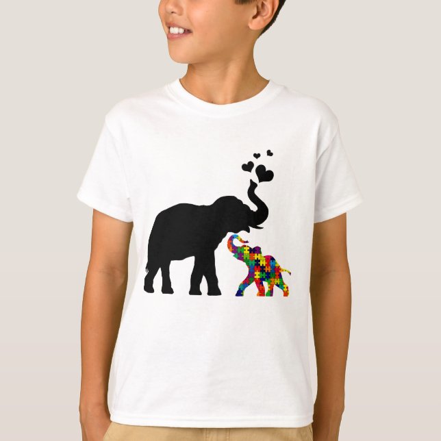 Elefante com a camisa do autismo do bebê (Frente)