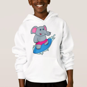 Elefante como surfista com surfboard