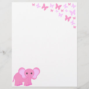 Elefante cor-de-rosa bonito do bebê e cabeçalho