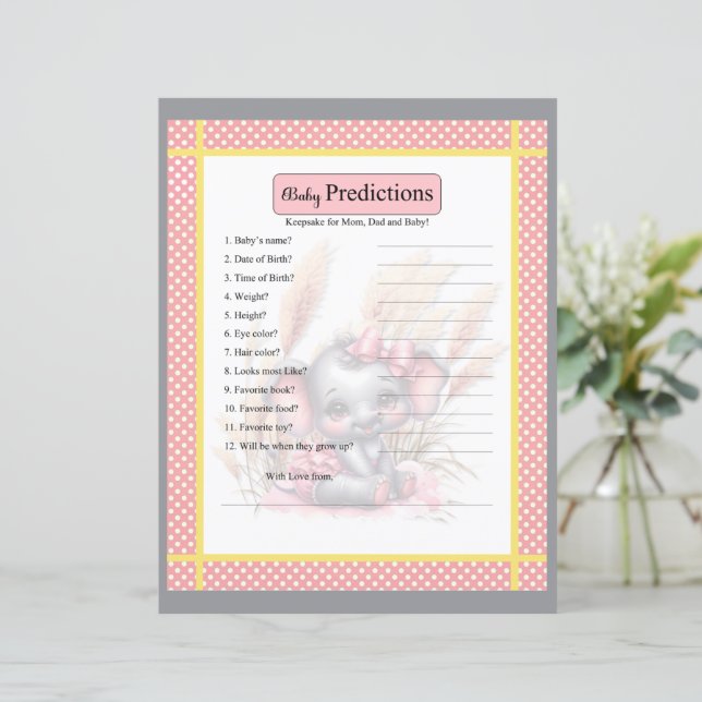 Elefante Cor-de-rosa doce _ Predições para Bebês (Em pé/Frente)